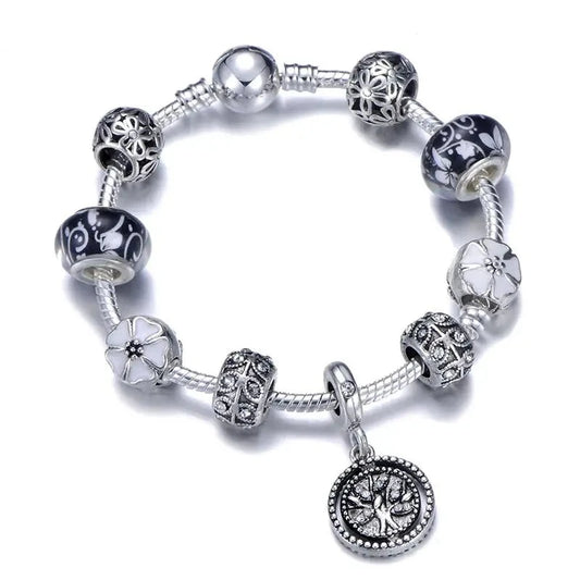 TRENDZ Rose Pendant Tree Of Life Bracelet