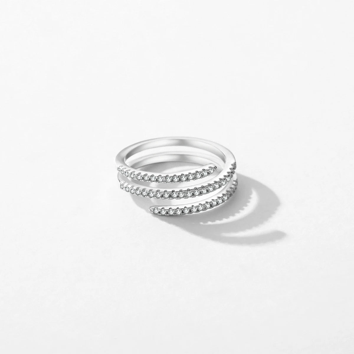 TRENDZ 925 Sterling Silver Multilayer Zirconia Ring