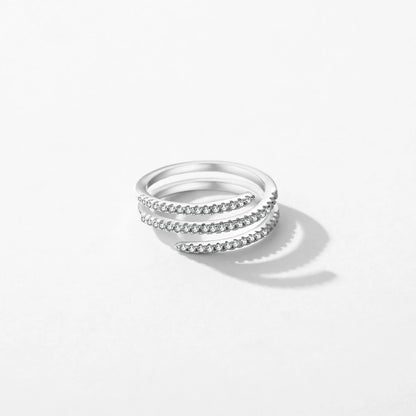 TRENDZ 925 Sterling Silver Multilayer Zirconia Ring