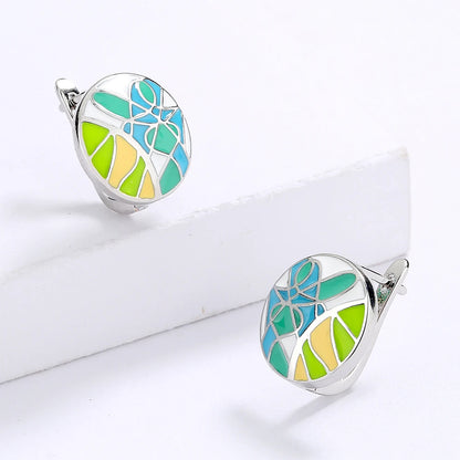 TRENDZ Green Leaf Earrings