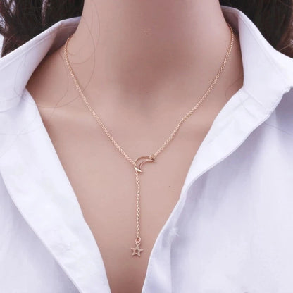 TRENDZ Moon Star Pendant Choker Necklace