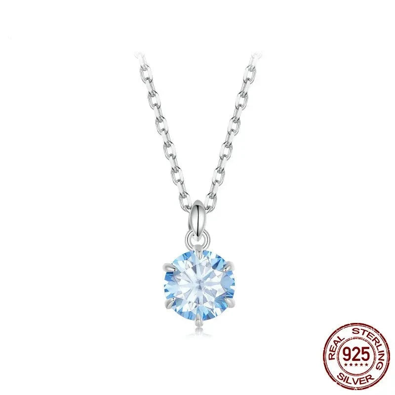 TRENDZ 925 Sterling Silver 1CT Blue Moissanite Pendant