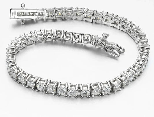 TRENDZ Real D Color Full Moissanite Tennis Bracelet