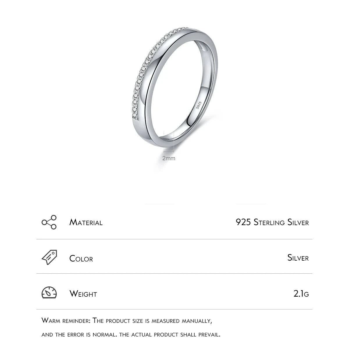 TRENDZ Solid 925 Sterling Silver Ring