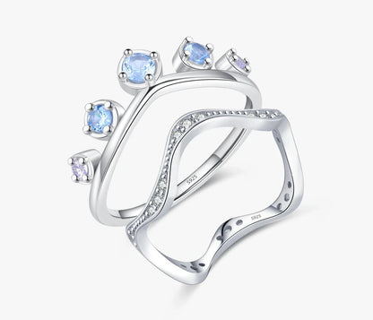 TRENDZ 925 Sterling Silver Light Blue Ring