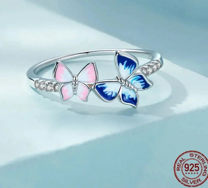 TRENDZ 925 Sterling Silver Butterfly Adjustable Ring