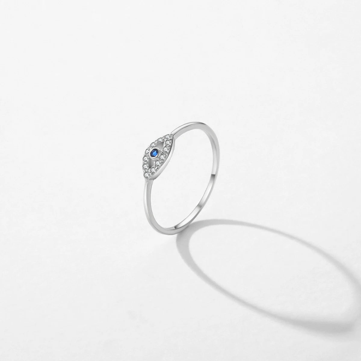 TRENDZ 925 Sterling Silver Cute Blue Eyes Ring