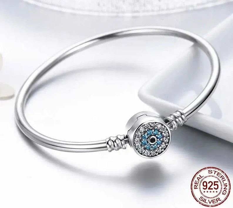 TRENDZ 925 Sterling Silver Blue Eye Bracelet