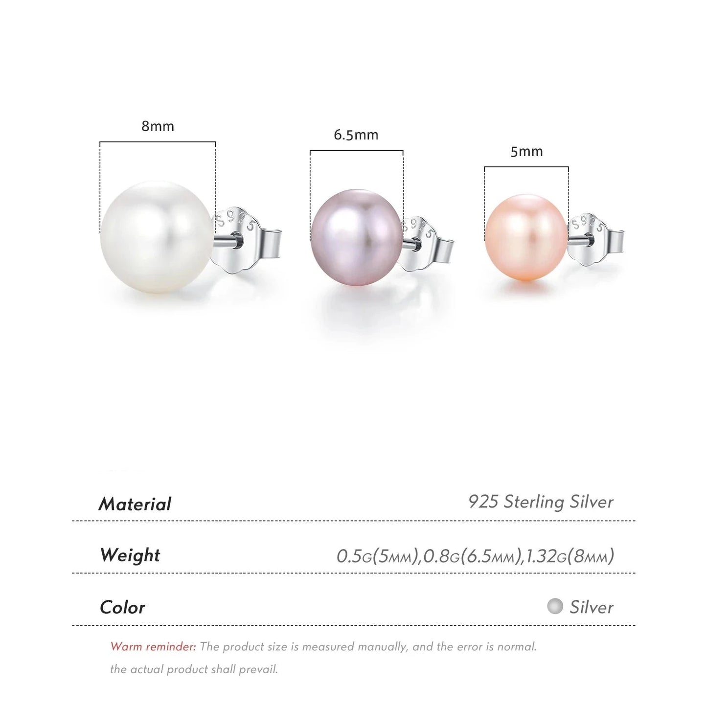 TRENDZ Natural Freshwater Pearls Stud Earrings