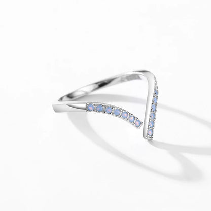 TRENDZ 925 Sterling Silver Blue Opal Ring