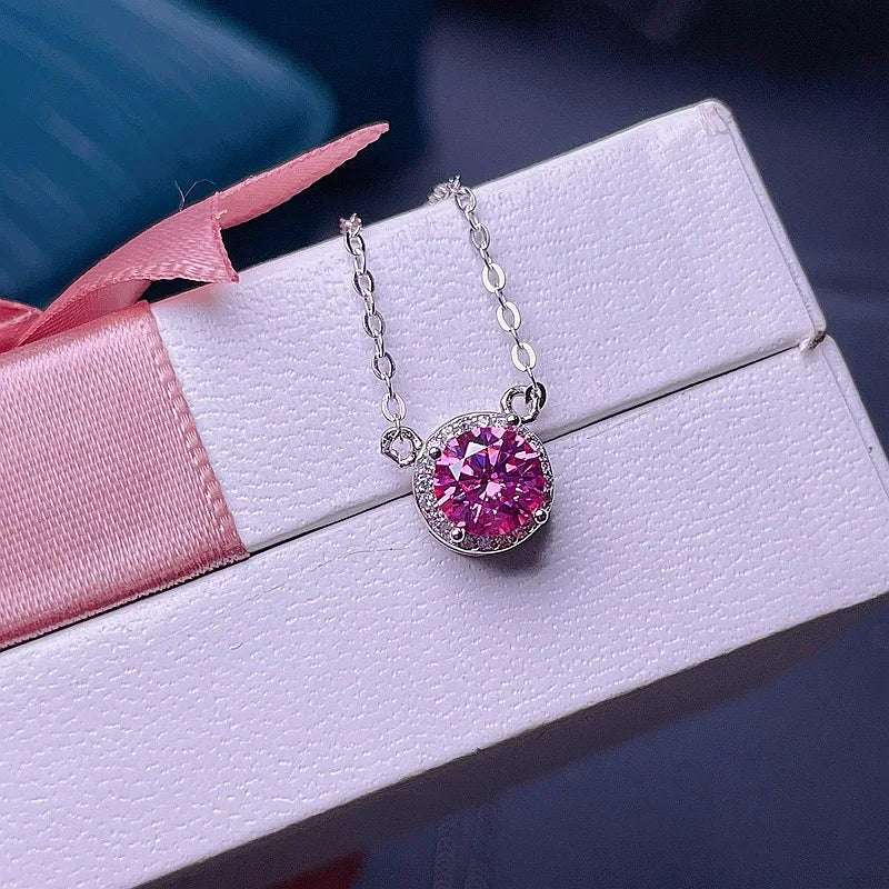 TRENDZ 1.0 Carat Pink Moissanite Pendant