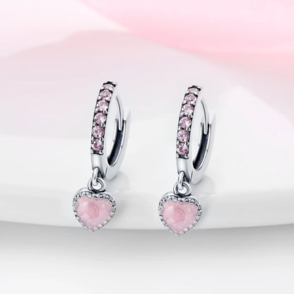 TRENDZ Pink Romantic Heart Earrings