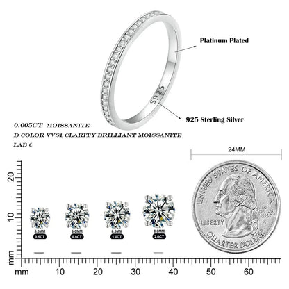 TRENDZ Moissanite 925 Sterling Silver Eternity Ring