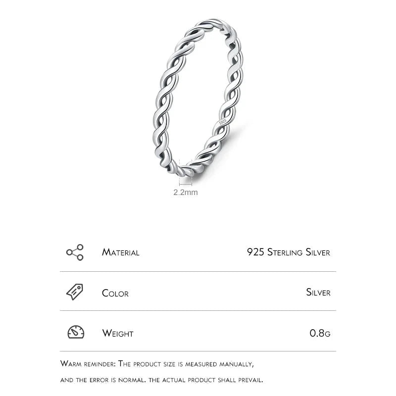 TRENDZ 925 Sterling Silver Twisted Ring