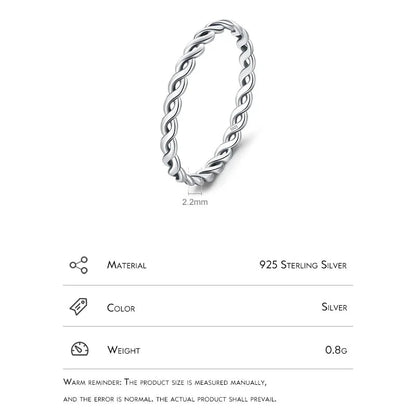 TRENDZ 925 Sterling Silver Twisted Ring