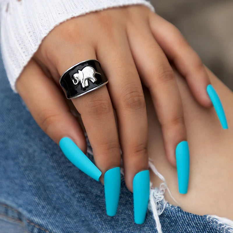 TRENDZ Bohemian Black Stone Ring