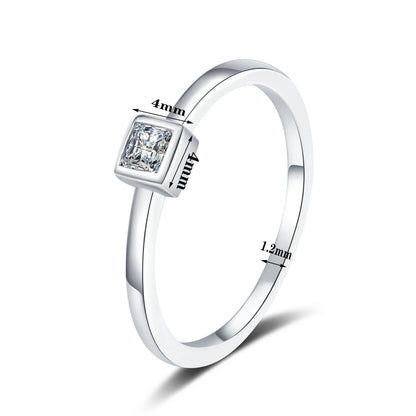 TRENDZ S925 Sterling Silver Moissanite Small Ice Cube Ring