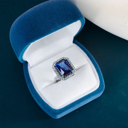 TRENDZ Blue Sapphire  Ring, 925 Sterling Silver