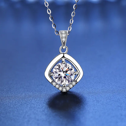 TRENDZ Square 1 Carat D Color Moissanite Diamond Necklace