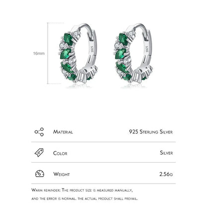 TRENDZ 925 Sterling Silver Green Zirconia Earrings