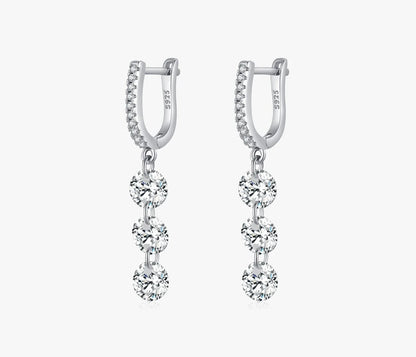 TRENDZ 925 Sterling Silver Sparkling Swing Dangle Earrings