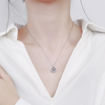 TRENDZ Square 1 Carat D Color Moissanite Diamond Necklace