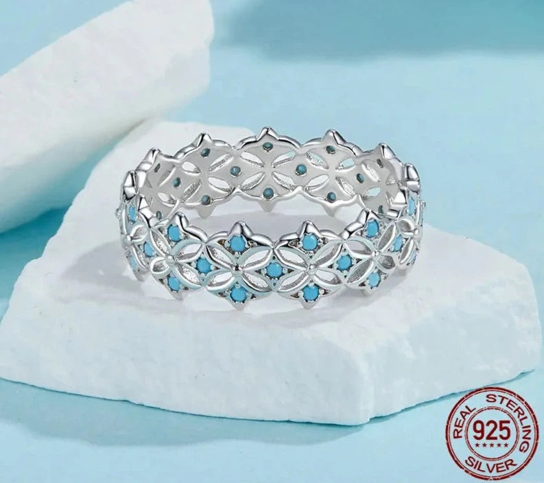 TRENDZ 925 Sterling Silver Turquoise Ring