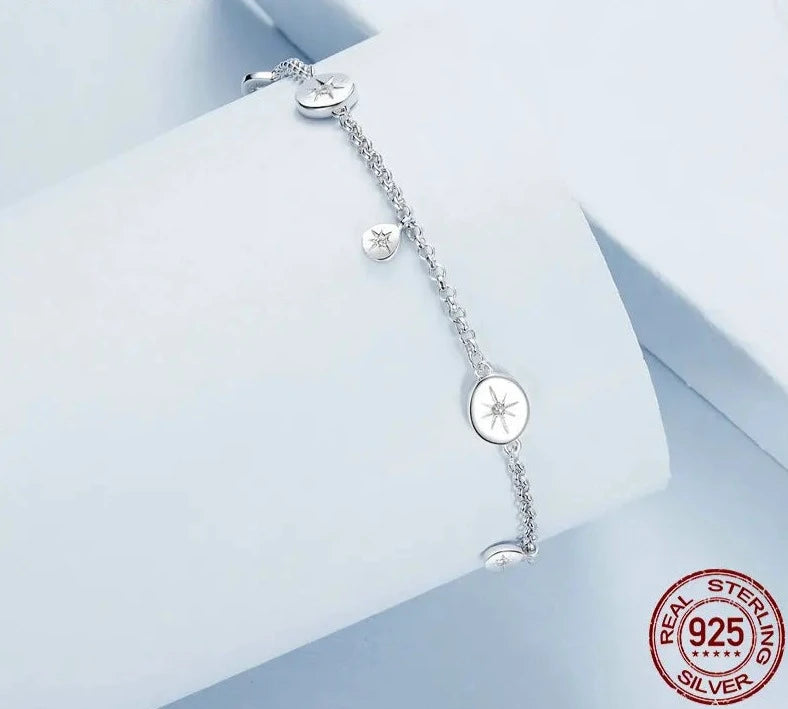 TRENDZ 925 Sterling Silver Dainty Star Bracelet