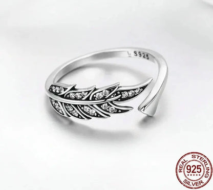 TRENDZ 925 Sterling Silver Feather Wings Ring