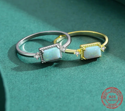 TRENDZ 925 Sterling Silver Natural Opal Rings