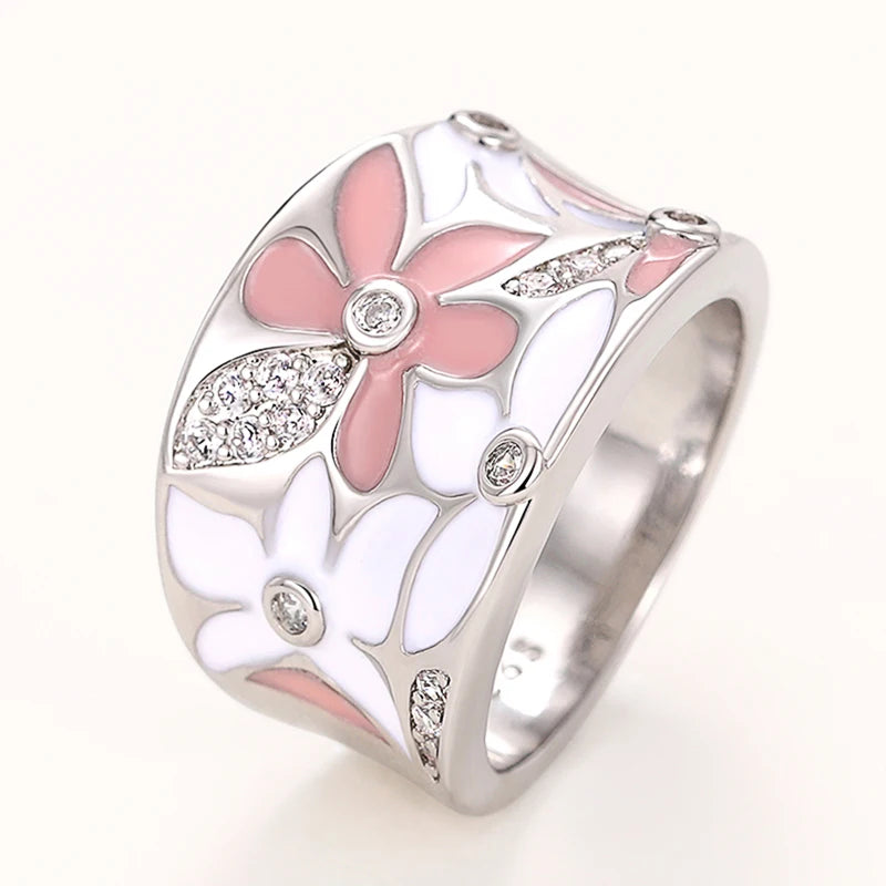 TRENDZ Enamel Flower Ring