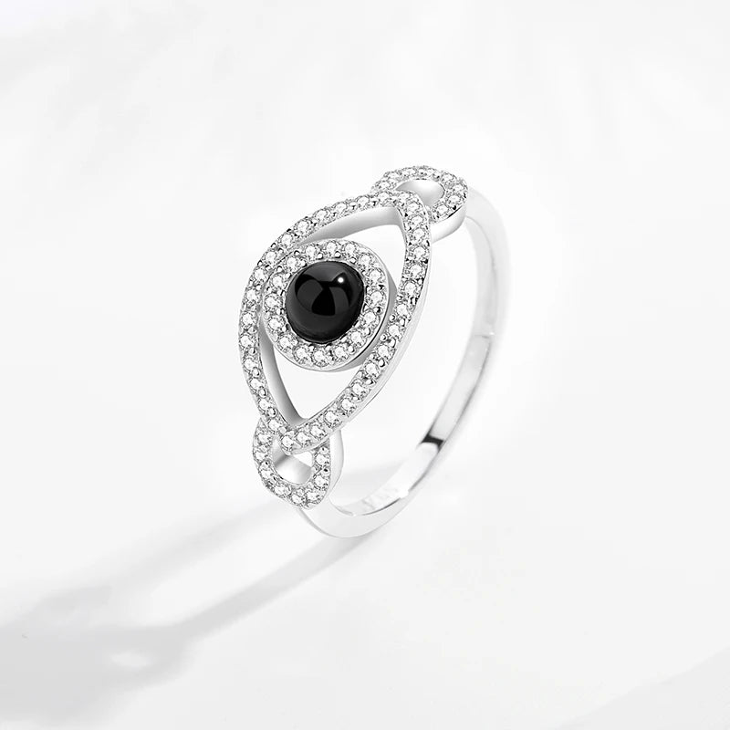 TRENDZ 925 Sterling Silver Black Spinel CZ Ring