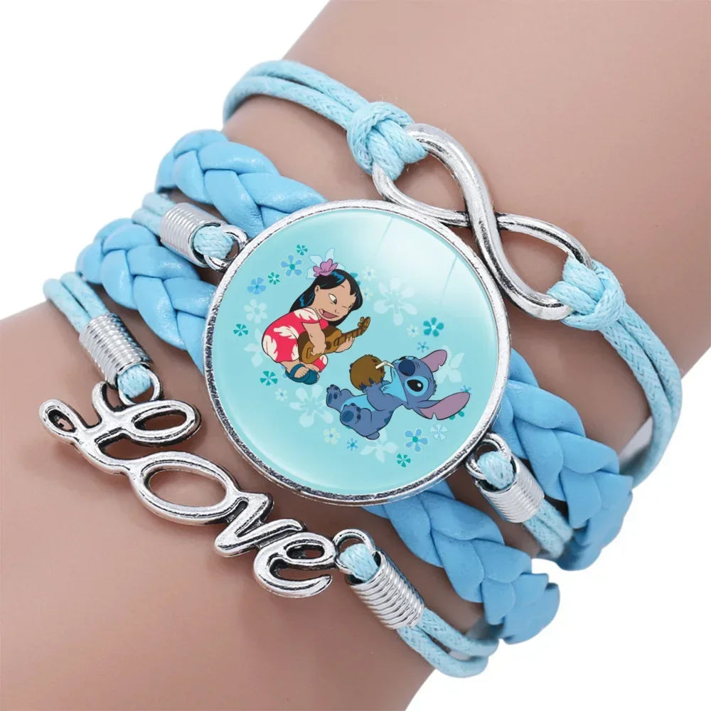 TRENDZ Stitch Leather Blue Braided Bracelet