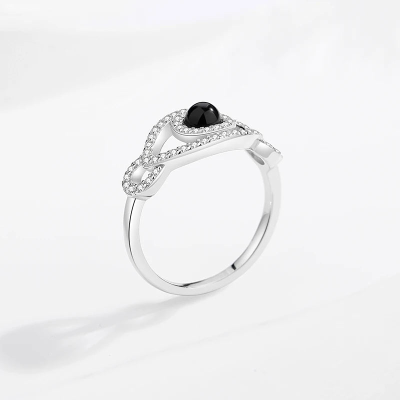 TRENDZ 925 Sterling Silver Black Spinel CZ Ring