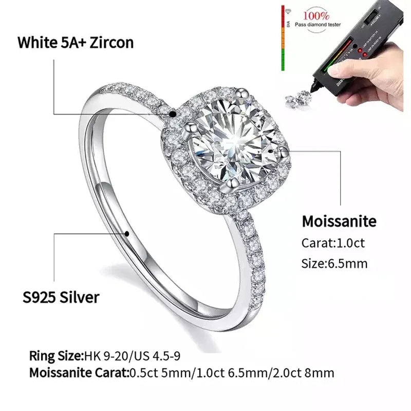 TRENDZ Real Moissanite Brilliant Diamond Ring