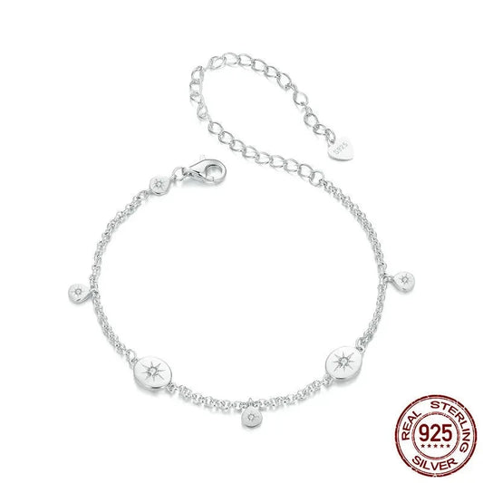 TRENDZ 925 Sterling Silver Dainty Star Bracelet