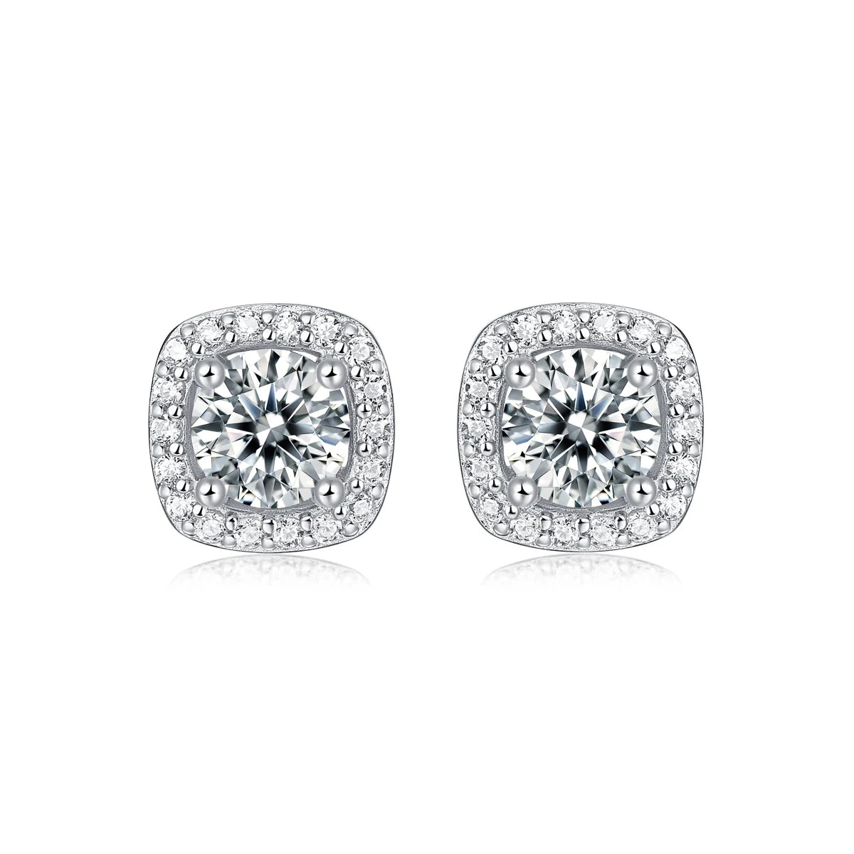 TRENDZ Sterling Silver Round Shape Moissanite Earrings