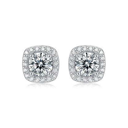 TRENDZ Sterling Silver Round Shape Moissanite Earrings