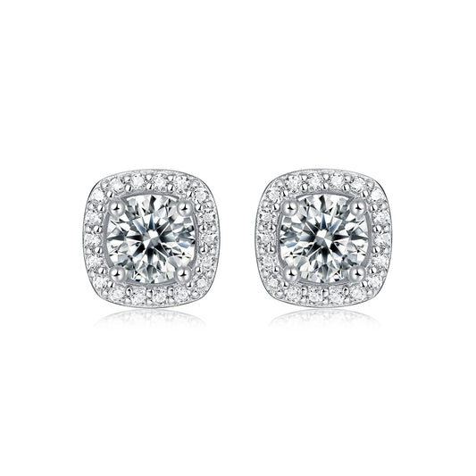 TRENDZ Sterling Silver Round Shape Moissanite Earrings