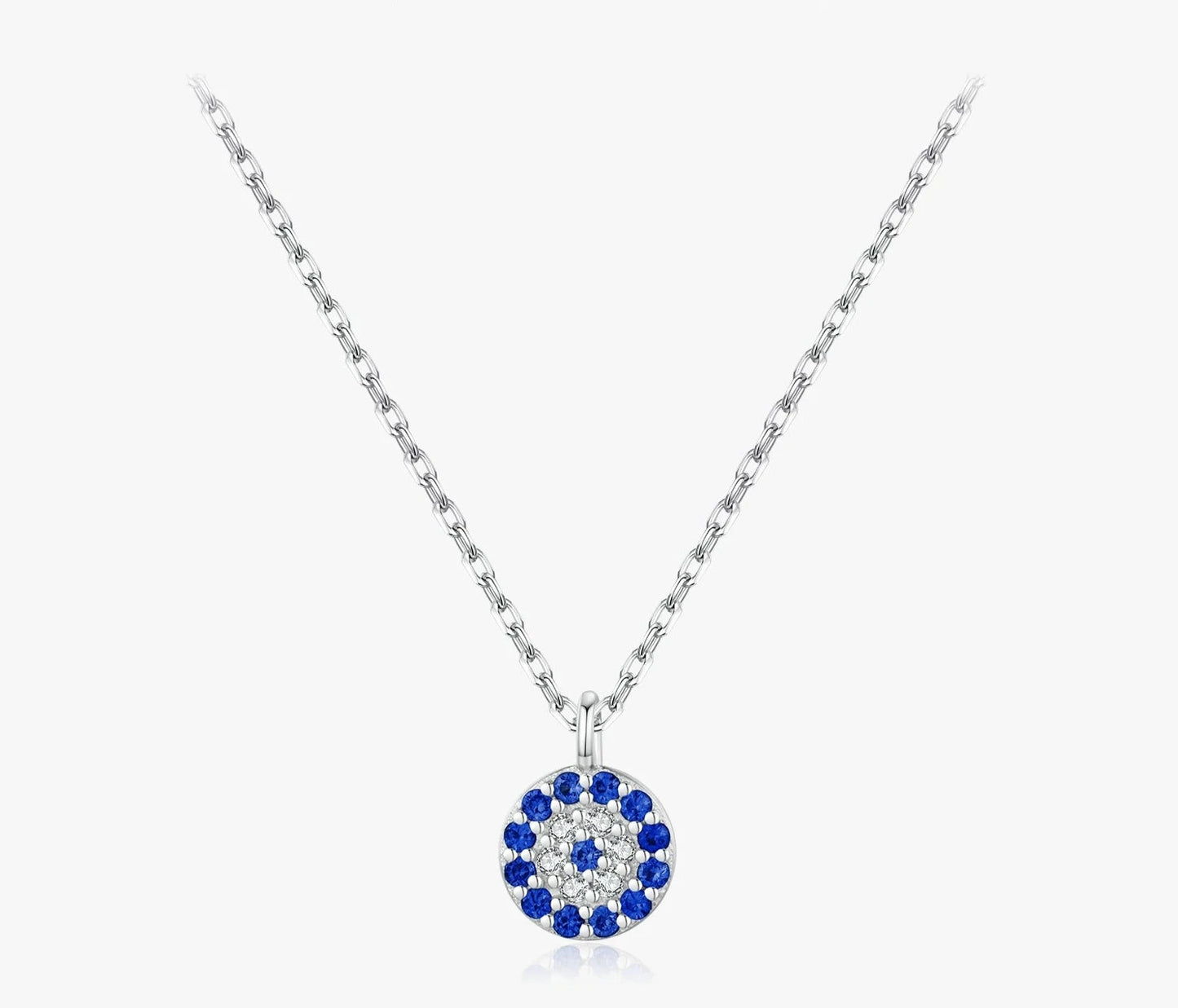 TRENDZ 925 Sterling Silver Blue Eye Necklace