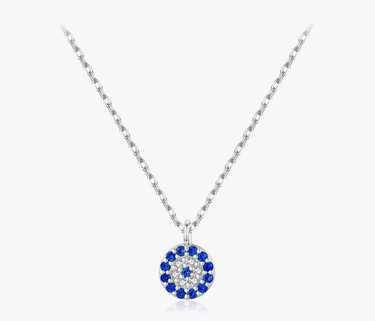 TRENDZ 925 Sterling Silver Blue Eye Necklace