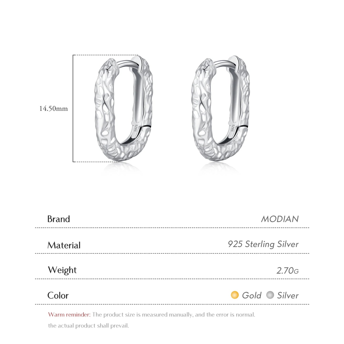 TRENDZ Authentic 925 Sterling Silver Hoop Earrings