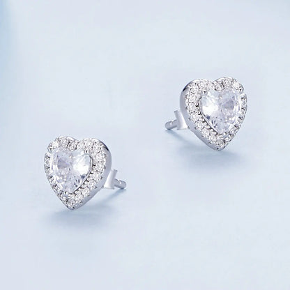 TRENDZ 925 Sterling silver Round Heart Stud Earrings