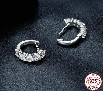 TRENDZ Platinum Plated Moissanite Hoop Earrings