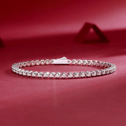 TRENDZ 925 Sterling Silver Moissanite Tennis Bracelet