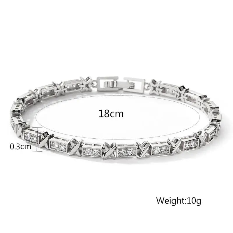 TRENDZ Cross Square Cubic Zirconia Bracelets