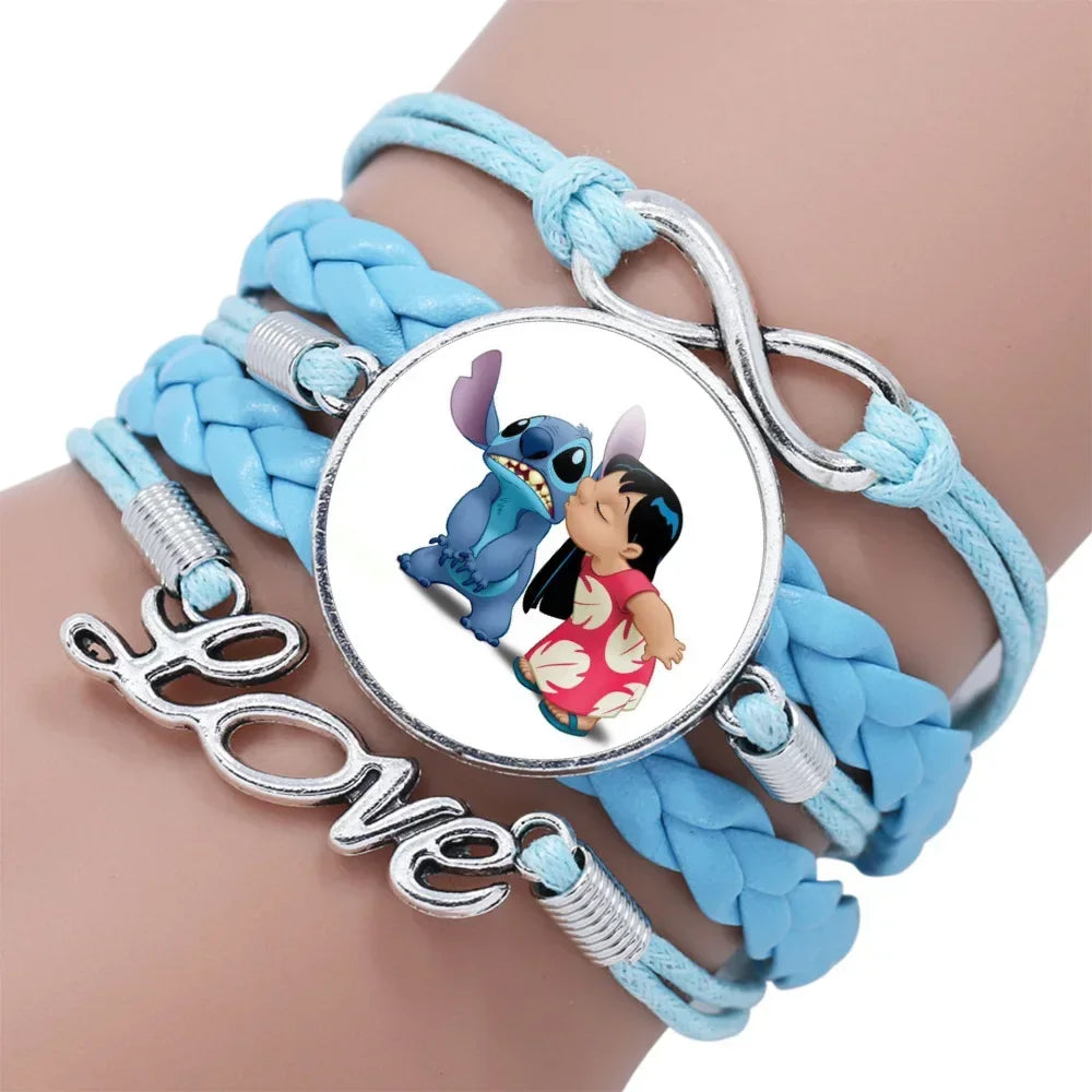 TRENDZ Stitch Leather Blue Braided Bracelet