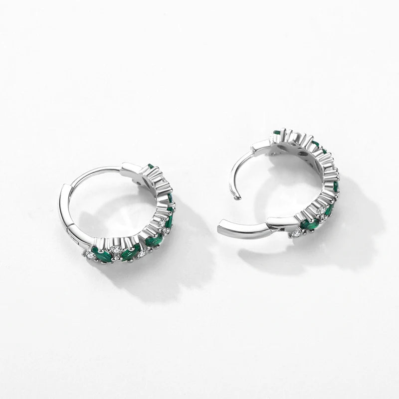 TRENDZ 925 Sterling Silver Green Zirconia Earrings