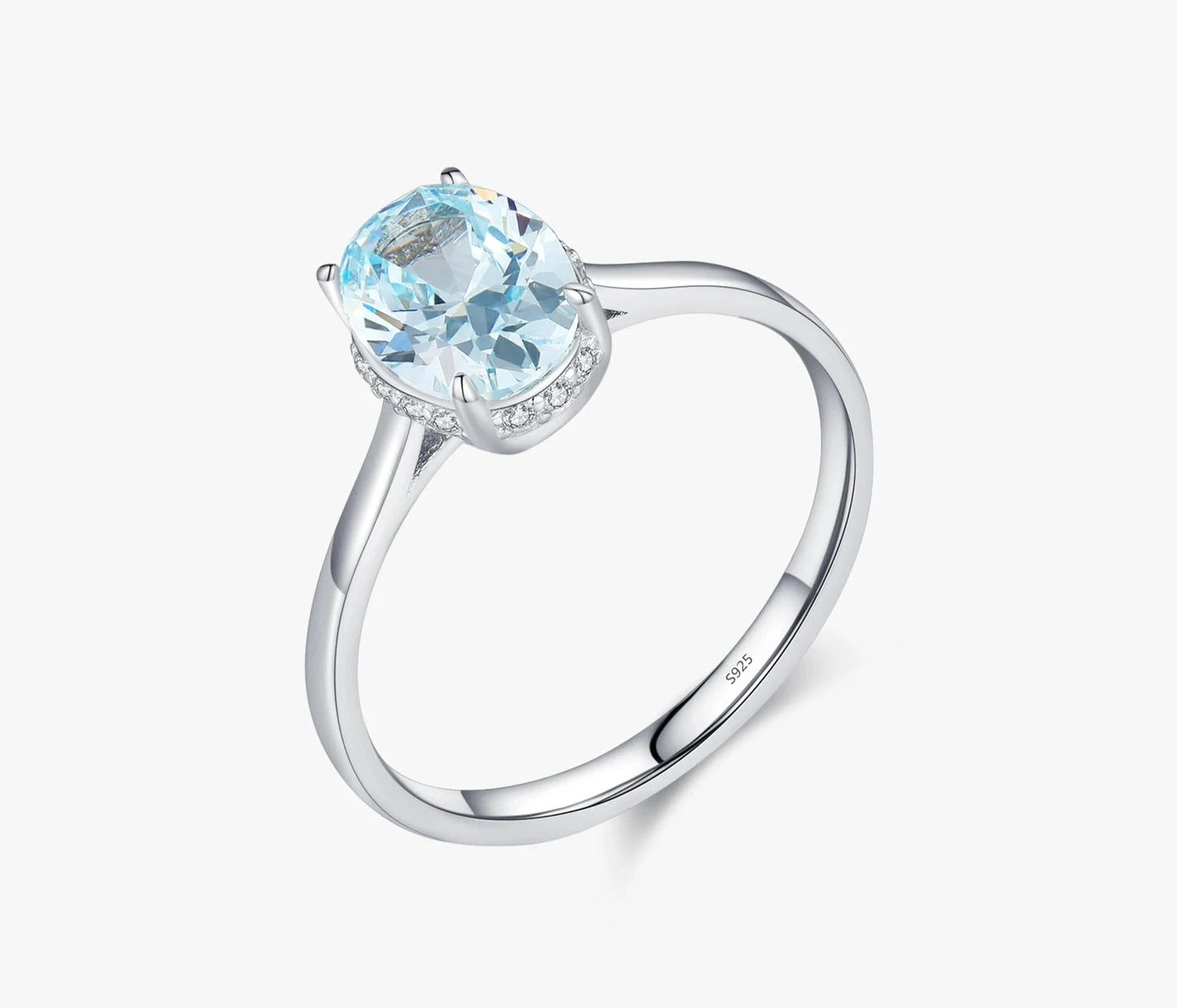 TRENDZ 925 Sterling Silver Ocean Blue Ring