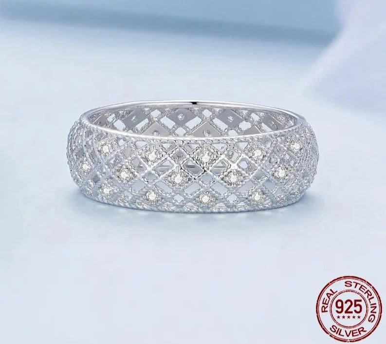 TRENDZ 925 Sterling Silver Hollow Pattern Ring